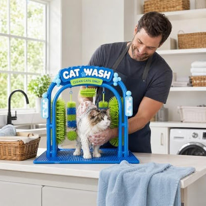 Interactive Cat Wash Toy & Self Grooming Station, Cat Car Wash Scratcher