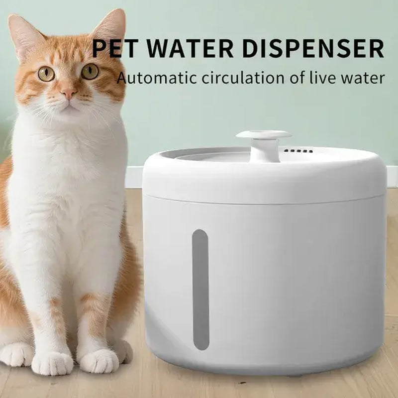 2500ML USB round Pet Water Fountain, Automatic Cat Water Dispenser with Circulating Pump, Detachable for Easy Cleaning, Ultra-Quiet for Cats & Dogs