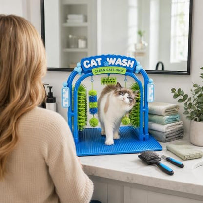 Interactive Cat Wash Toy & Self Grooming Station, Cat Car Wash Scratcher