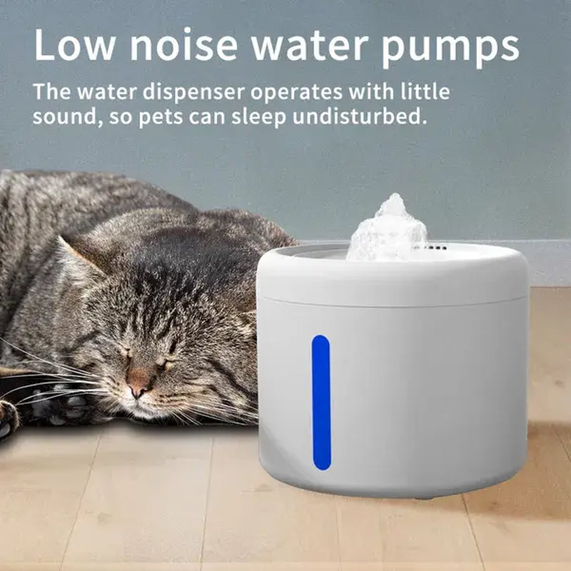 2500ML USB round Pet Water Fountain, Automatic Cat Water Dispenser with Circulating Pump, Detachable for Easy Cleaning, Ultra-Quiet for Cats & Dogs