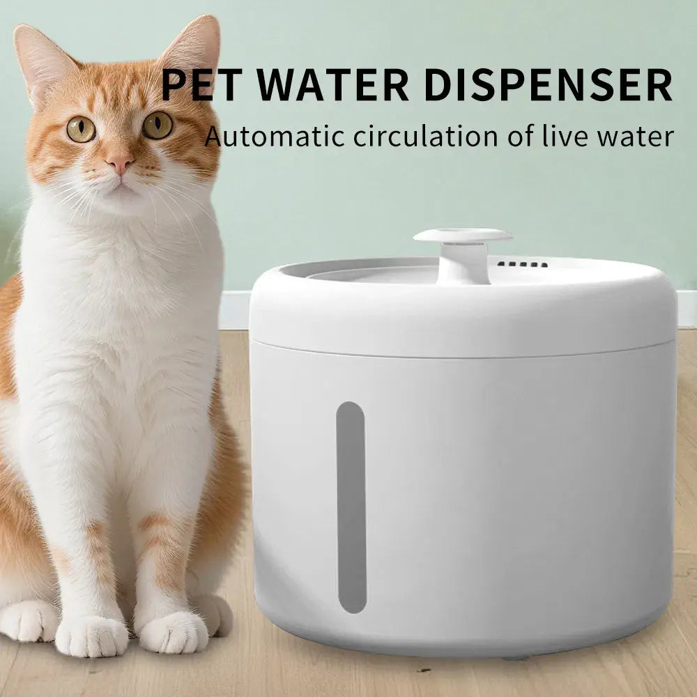 2500ML USB round Pet Water Fountain, Automatic Cat Water Dispenser with Circulating Pump, Detachable for Easy Cleaning, Ultra-Quiet for Cats & Dogs