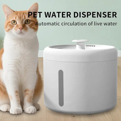 2500ML USB round Pet Water Fountain, Automatic Cat Water Dispenser with Circulating Pump, Detachable for Easy Cleaning, Ultra-Quiet for Cats & Dogs